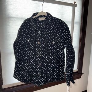 Jessica Simpson Black and White Flower Pattern Jean Jacket
